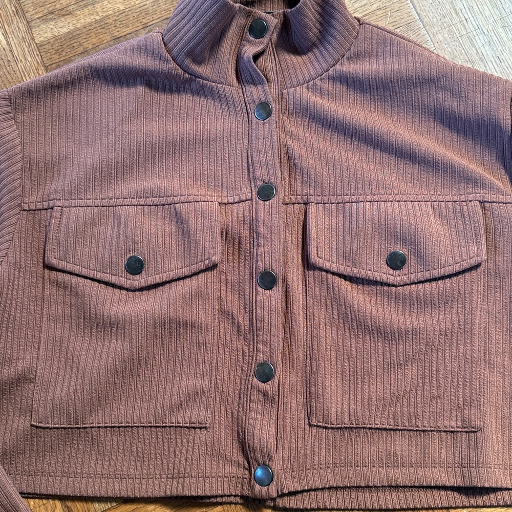 Papermoon Chestnut Ribbed cropped jacket - Picture 2 of 8